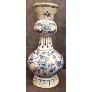 Ancien Pot Faience  Camaieu Bleu Knobble Pays-Bas Delft 