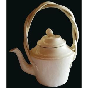 Antique Earthenware Majolica Teapot Bassanello Civita Castellana 
