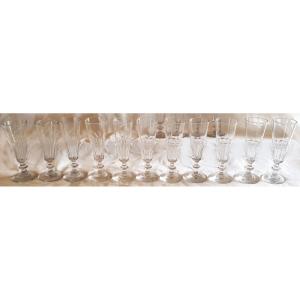 Set Of 11 Old Crystal Flutes Model Caton