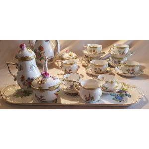 Antique Tête-à-tête Coffee Service In Queen Victoria Porcelain Vbo Herend