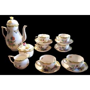 Tea Service For 6 People Old Queen Victoria Porcelain Vbo Herend