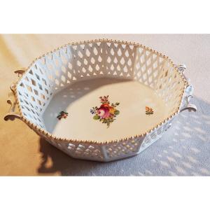 Antique Nymphenburg Openwork Porcelain Basket