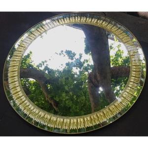 Miroir Rond Cristal Art 1960 Design Sergio Mazza