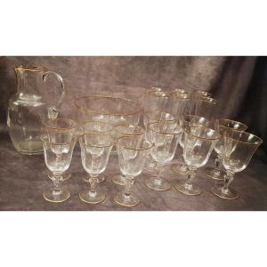 Ancien Service Verres Pour 6 Personnes En Cristal Liseret Or