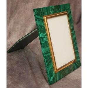 Ancien Cadre Photo  En Malachite Et Argent Vermeil