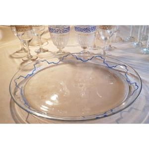 Antique Round Enameled Glass Tray