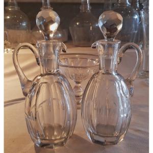 Set Crystal Oil And Vinegar Cruets