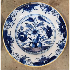 Assiette Antique En Faïence De Delft Hollande XVIII ème Siècle