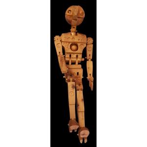 Sculpture Robotique Articulée En Bois Pinocchio Par Ferdinando Codognotto