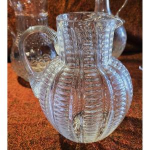 Rare Antique Pitcher Jug From The 19th Century In Blown Glass