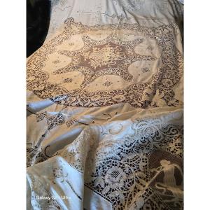 Vintage Bedspread With Embroidery And Lace