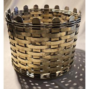 Old Silver-plated Braided Metal Planter