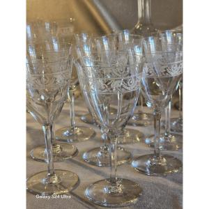 Lot  Of 11 Old Liqueur Glasses In Baccarat Crystal, Cygne Empire Model