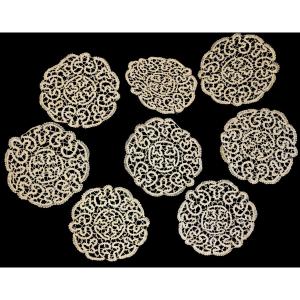 Set Of 8 Antique Lace Coasters In Cantù Lace