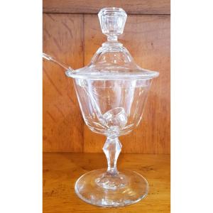 Small Old Potiche With Cut Crystal Spoon H 21 Cm