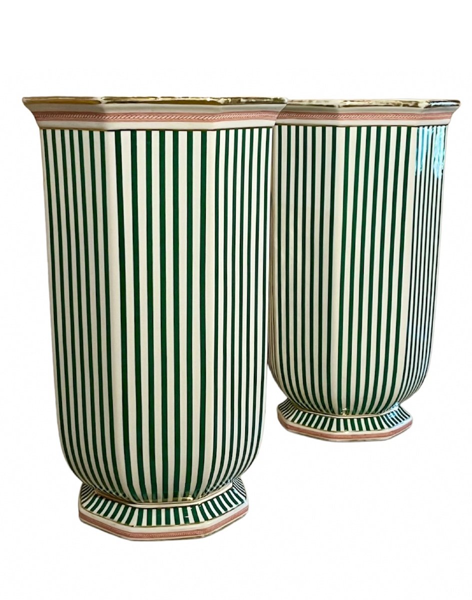 An Important Pair Of Porcelain Vases. Early 20th Century, Art Deco. -photo-2