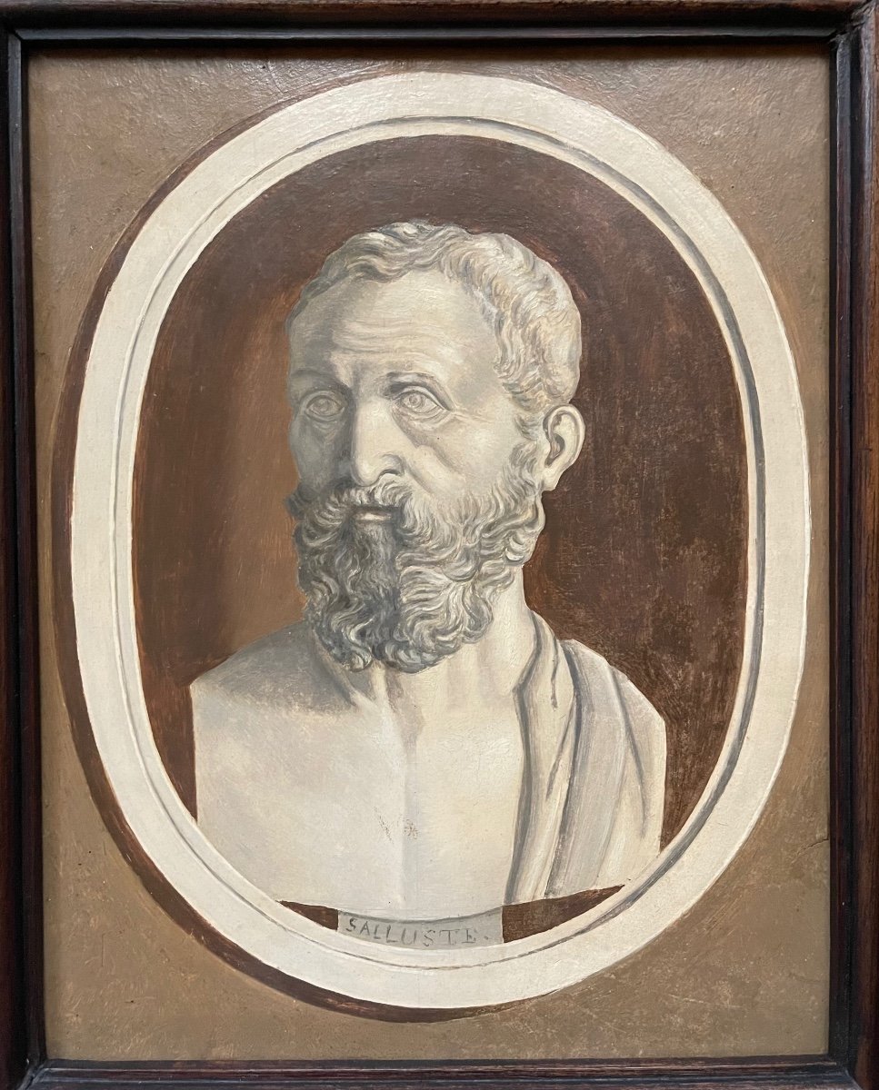  École Française Du XIXe Siècle. Portrait En Buste De Salluste (Caius Sallustius Crispus). -photo-2