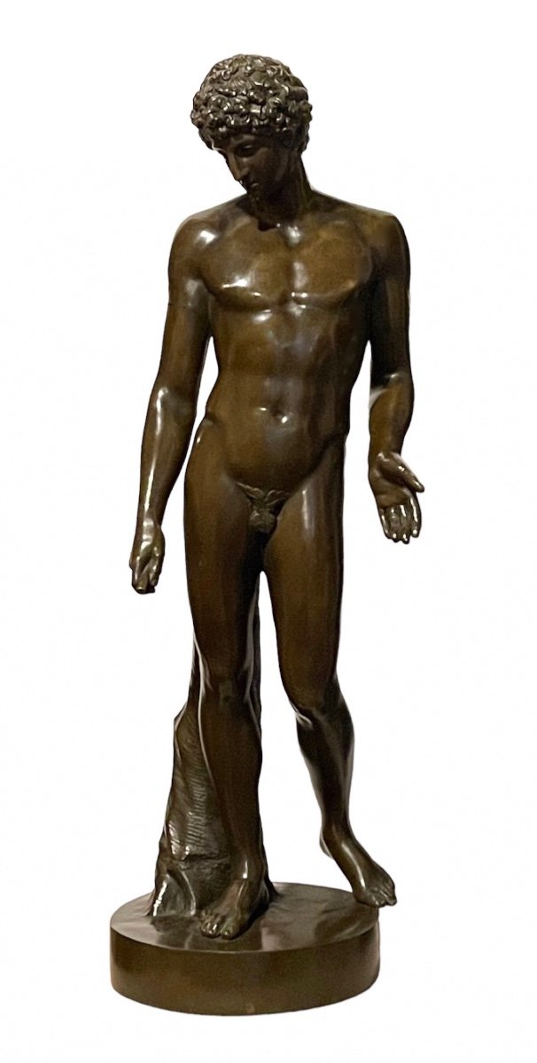 A Large Patinated-bronze Sculpture Of The Capitoline Antinous. First Half Of The 19th Century -photo-2