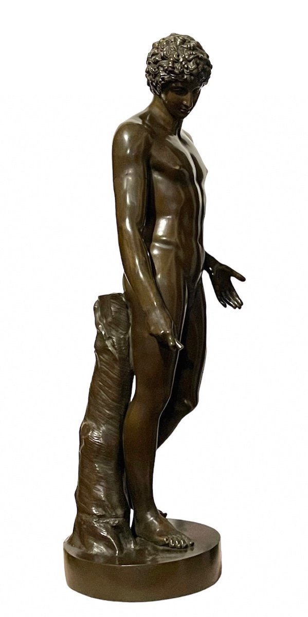 A Large Patinated-bronze Sculpture Of The Capitoline Antinous. First Half Of The 19th Century -photo-3