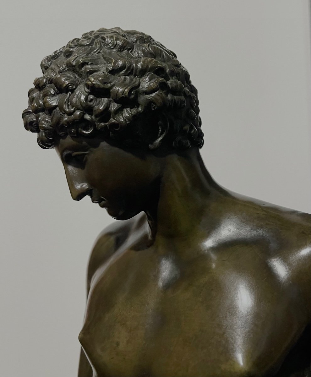 A Large Patinated-bronze Sculpture Of The Capitoline Antinous. First Half Of The 19th Century -photo-2