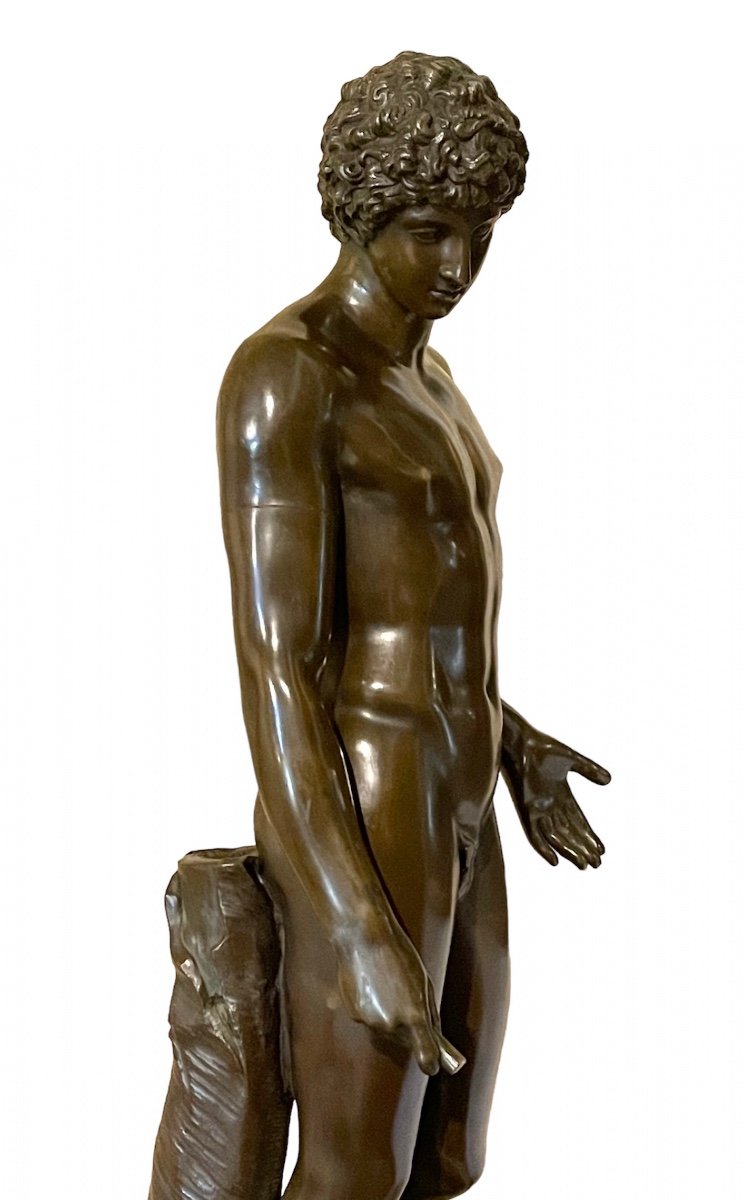 A Large Patinated-bronze Sculpture Of The Capitoline Antinous. First Half Of The 19th Century -photo-5