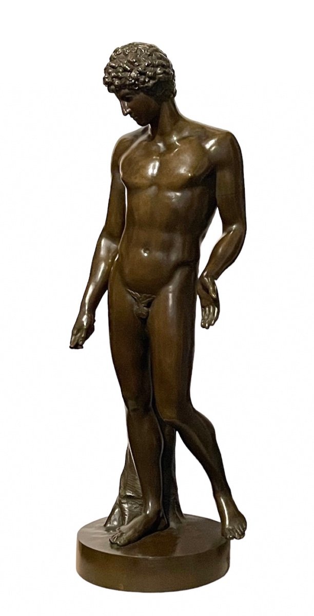 A Large Patinated-bronze Sculpture Of The Capitoline Antinous. First Half Of The 19th Century 