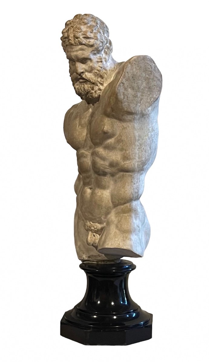 A Plaster Cast Of The Torso Of The Farnese Hercules. After The Antique, 19th Century. -photo-2