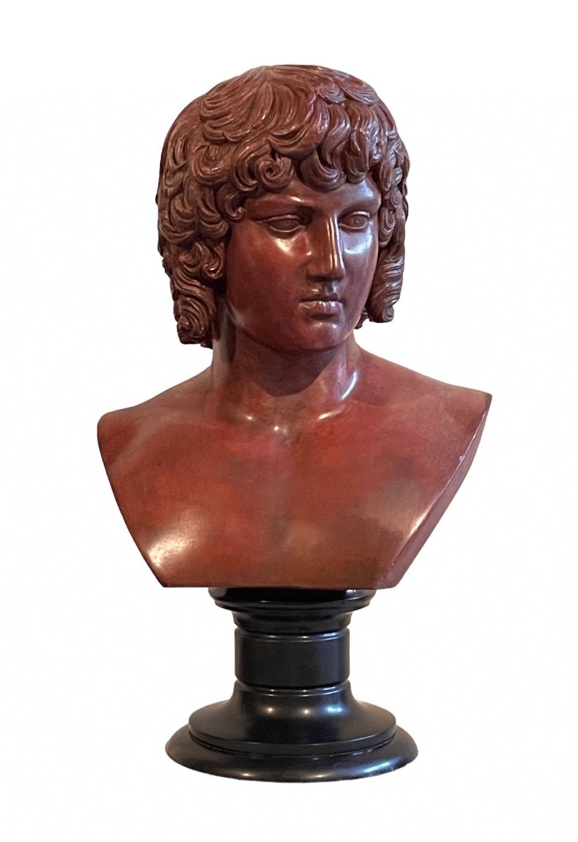 A Scagliola Bust Of Antinous Braschi. After The Antique. Late 19th Century.-photo-2