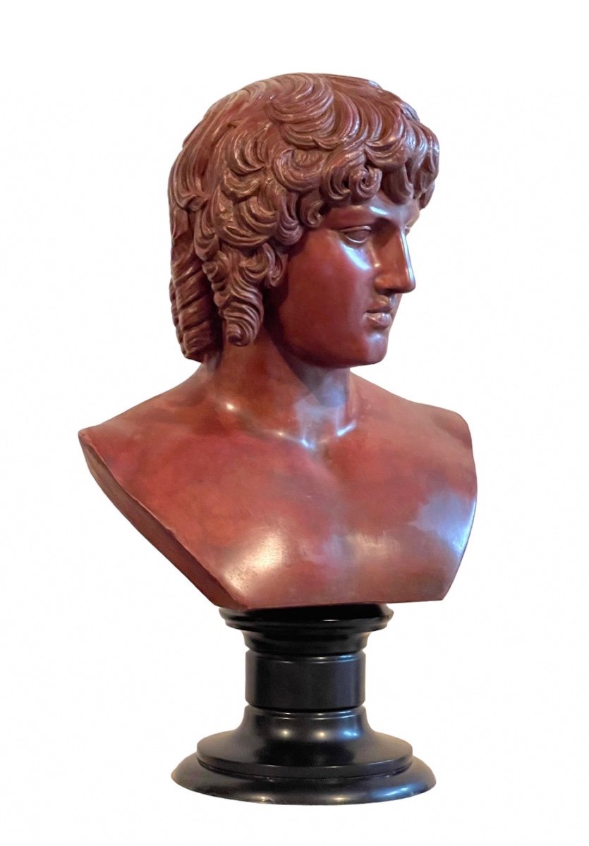 A Scagliola Bust Of Antinous Braschi. After The Antique. Late 19th Century.-photo-3