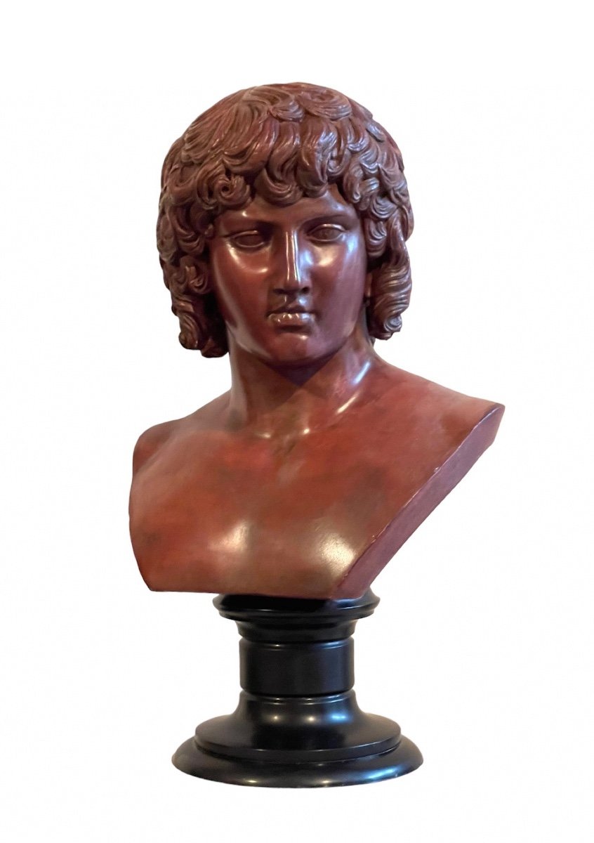 A Scagliola Bust Of Antinous Braschi. After The Antique. Late 19th Century.