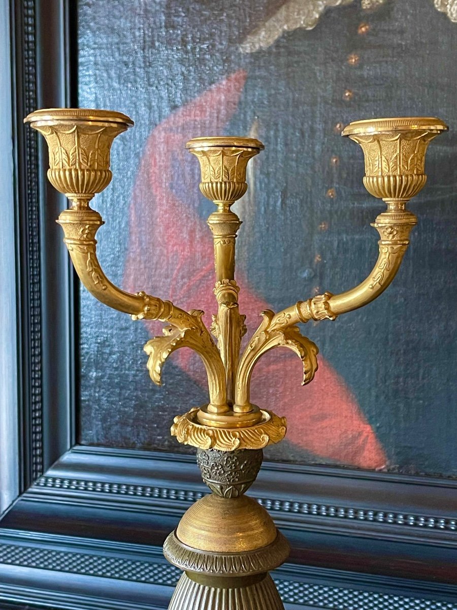 A Pair Of Empire Gilt-bronze And Patinated-bronze Candelabra. Circa 1815. -photo-2