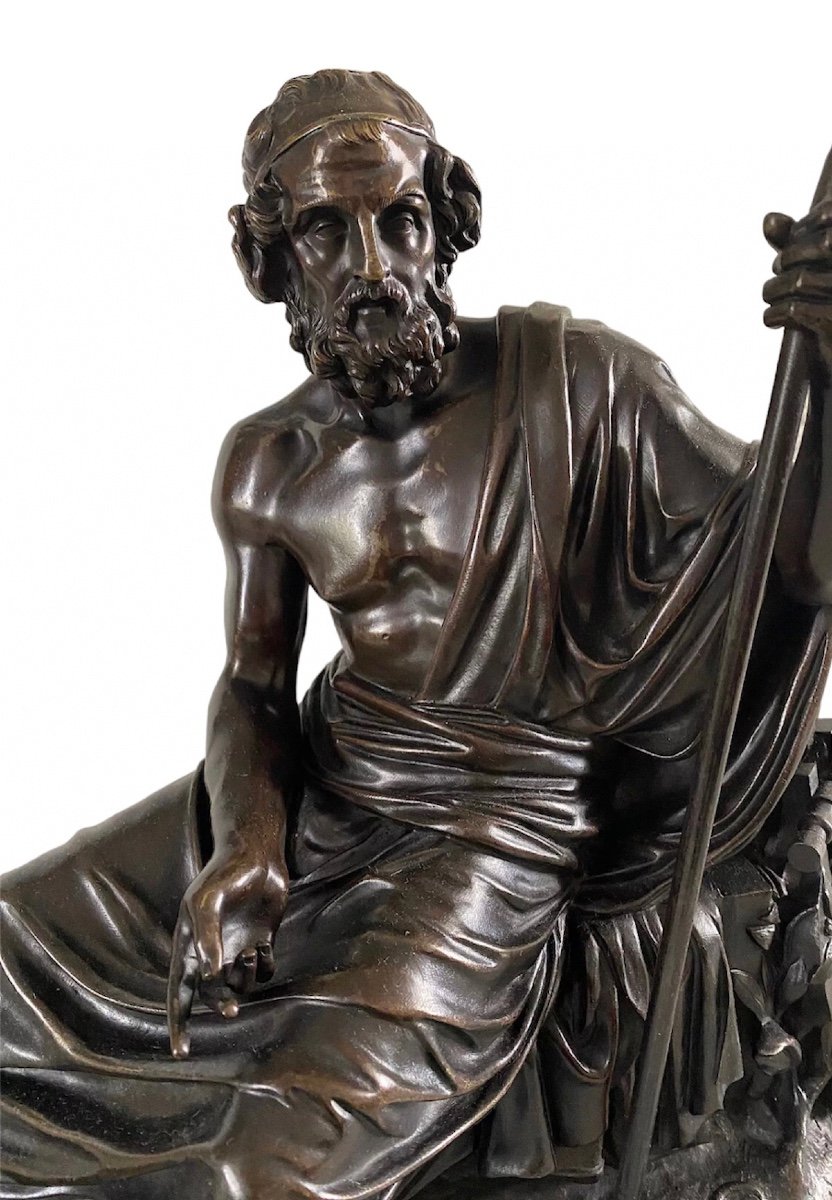 Jacques Antoine Théodore Coinchon (1814-1881). A Figural Bronze Group Of Homer. -photo-2