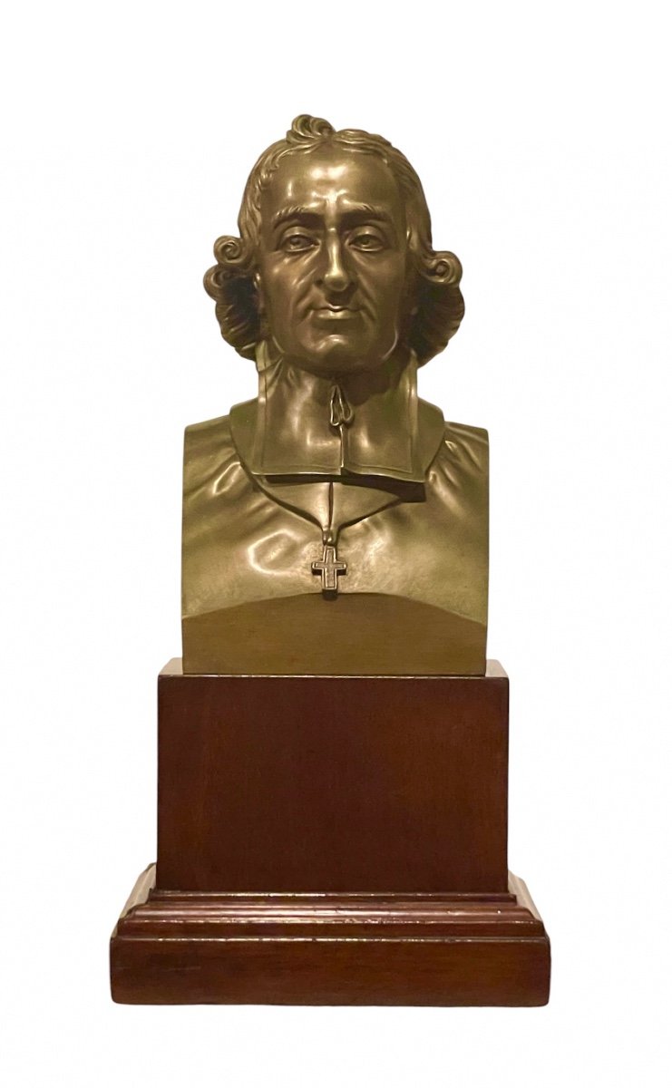 A Bronze Herm Bust Of A Cardinal. Restoration Period. 