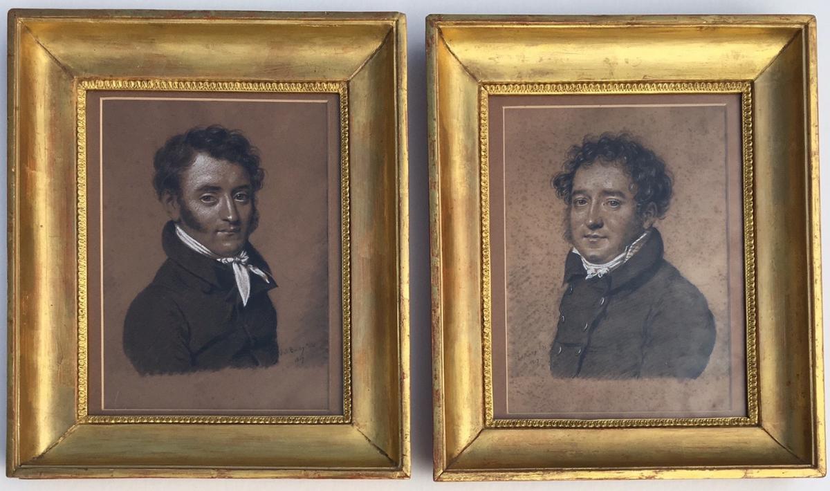 Julien Leopold Boilly (paris1796-1874). Pair Of Portraits Of Men.