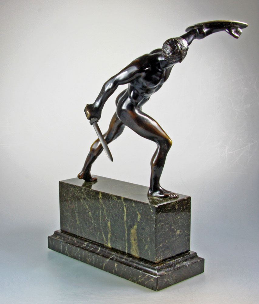 A Patinated Bronze Of The Borghese Gladiator After The Antique. -photo-1