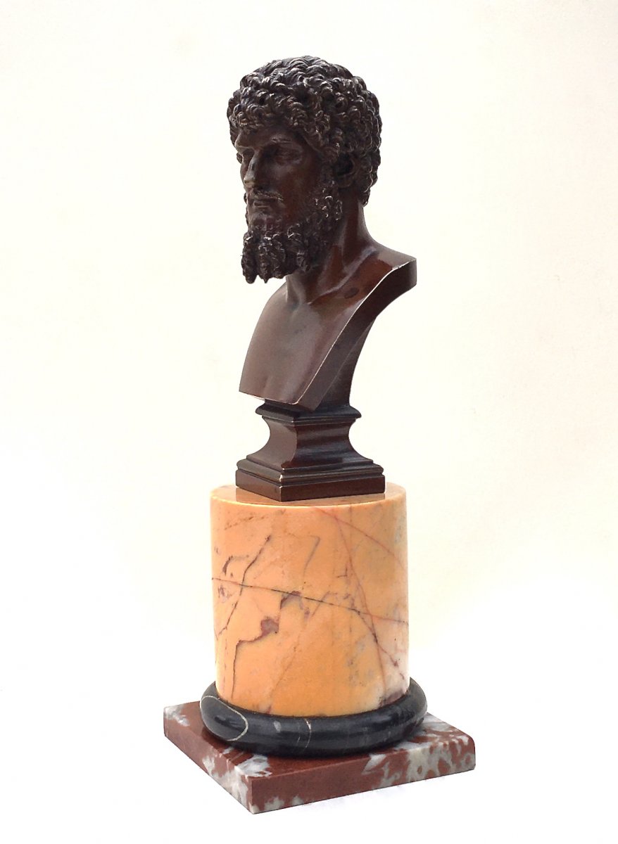  A Bronze Bust Of The Roman Emperor Lucius Verus. After The Antique, Circa 1860.-photo-1