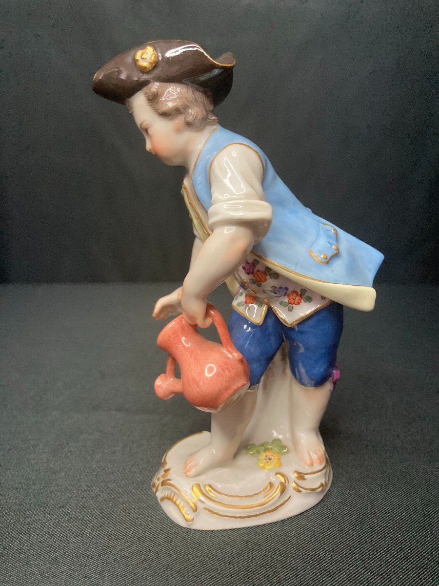 Meissen, Porcelain Subject Gardener With Watering Can 20th Century-photo-2