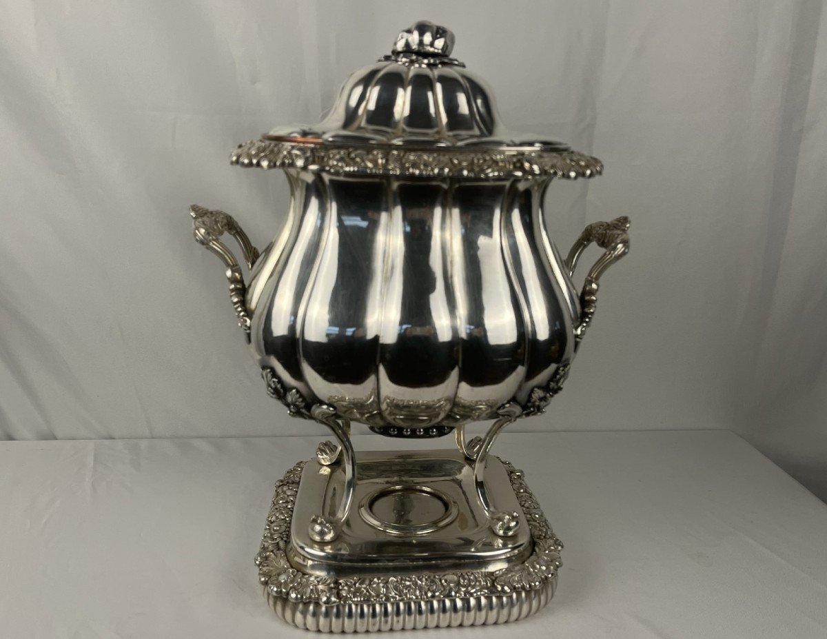 Important Hot Water Fountain Samovar Silver Metal Late 19th Century-photo-3