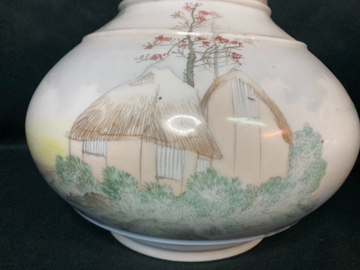 Japan Pair Of Porcelain Ball Vases Cottage Decor Late 19th Century-photo-3