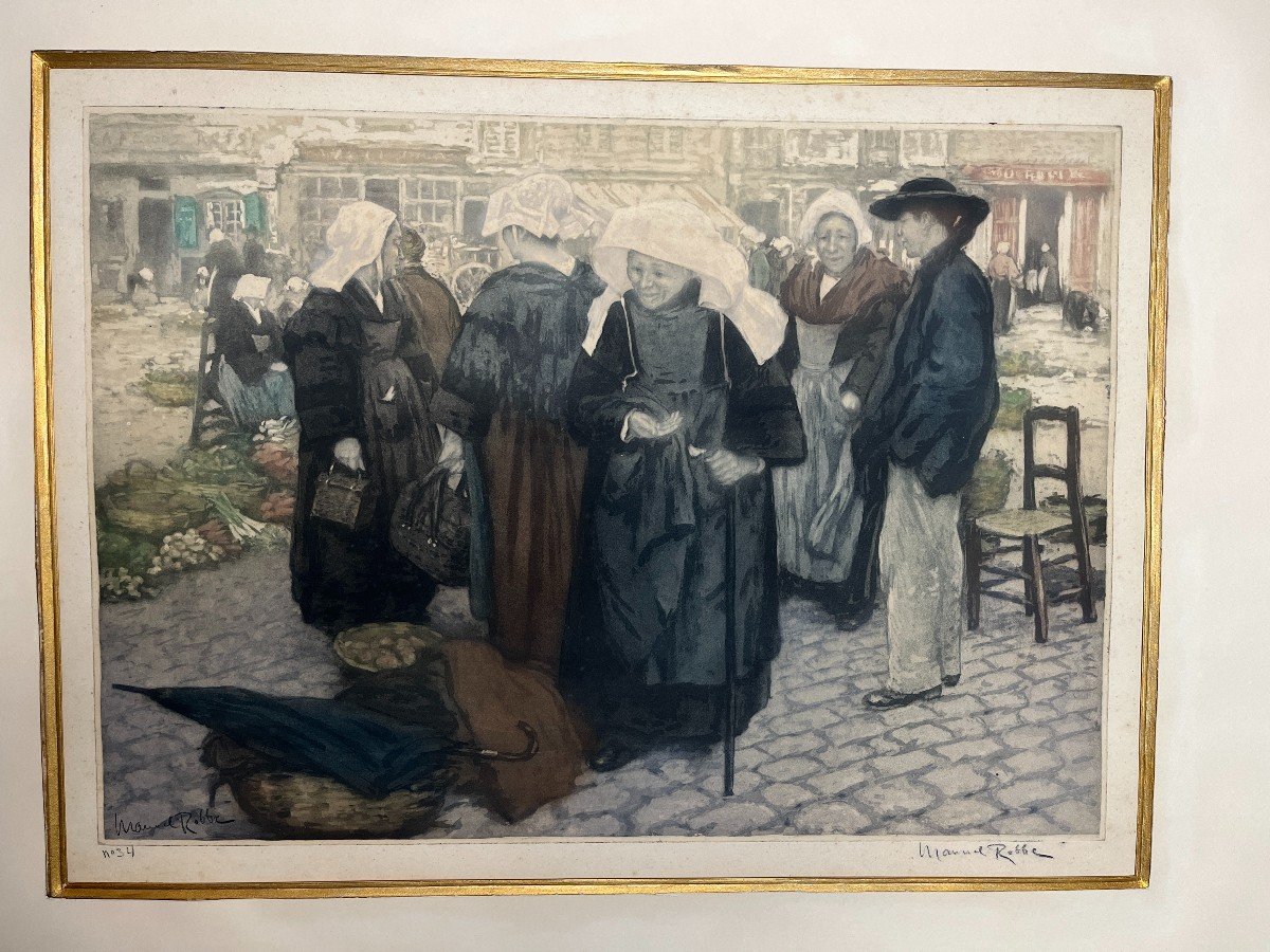 Robbe Manuel, Aquatint The Beggar Signed And Numbered Around 1900