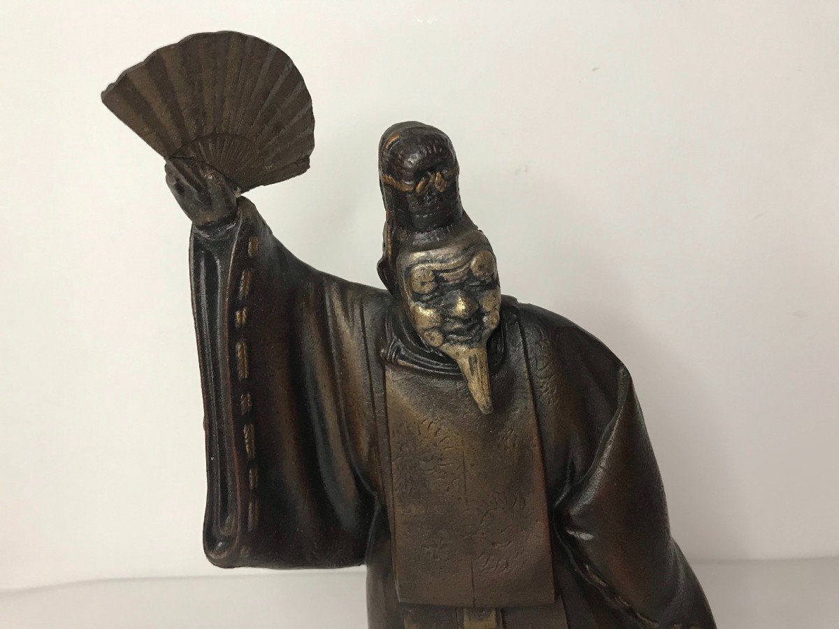 Japan, Sculpture Actor With Fan 20th Century Noh Theater-photo-6