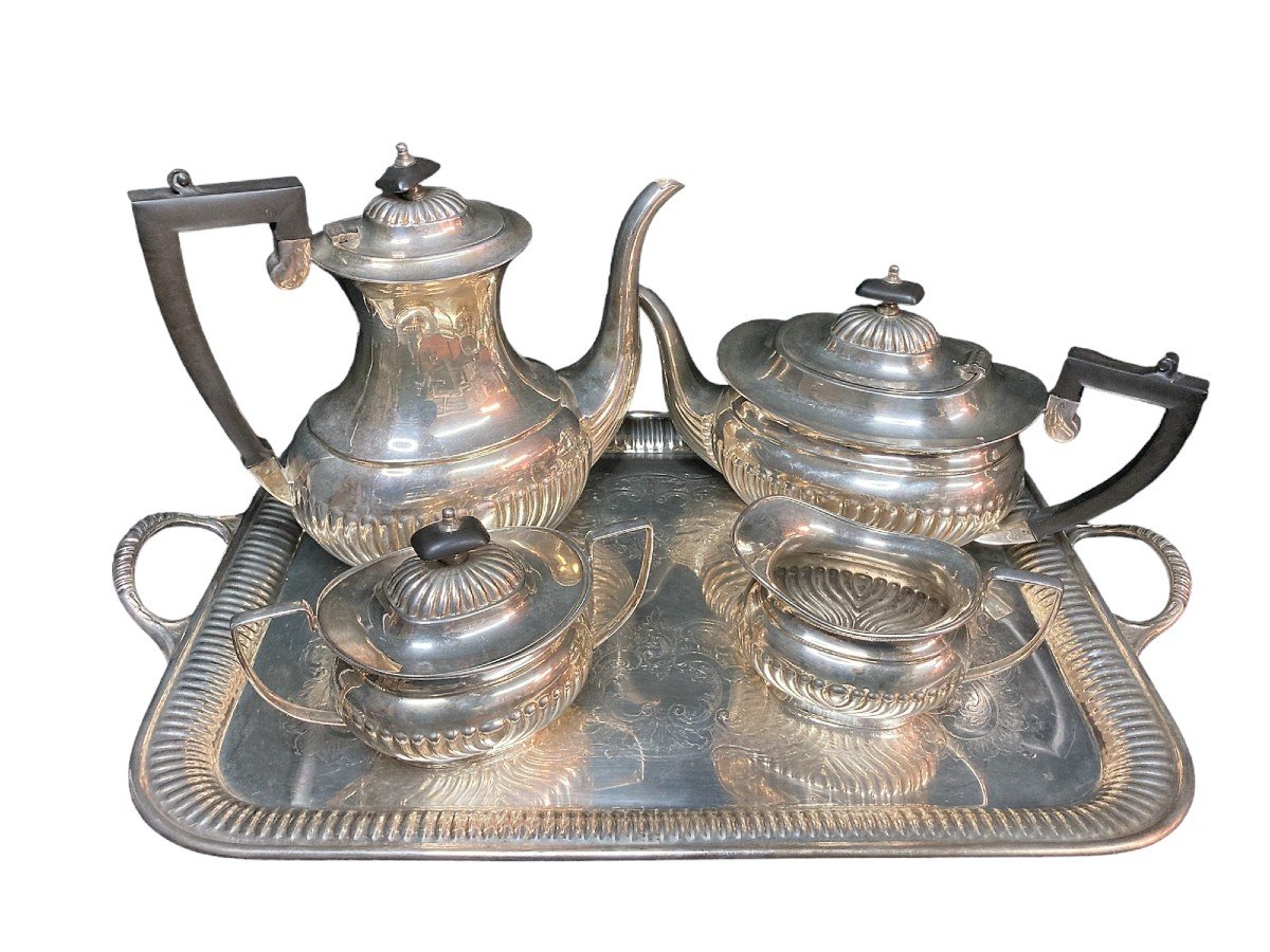 Old Sheffield Silver Metal Tea Coffee Service Late 19th Century-photo-3