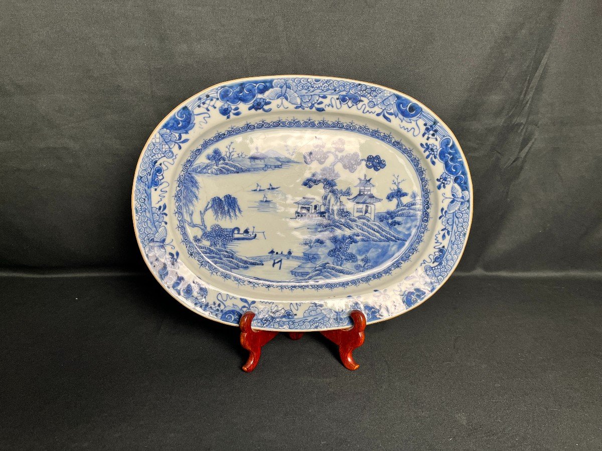 Compagnie Des Indes, 18th Century Blue And White Porcelain Dish-photo-2