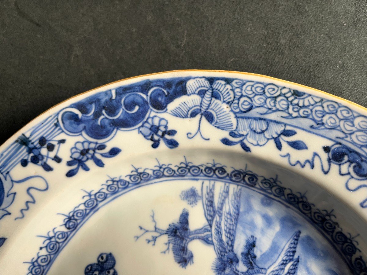 Compagnie Des Indes, 18th Century Blue And White Porcelain Dish-photo-3