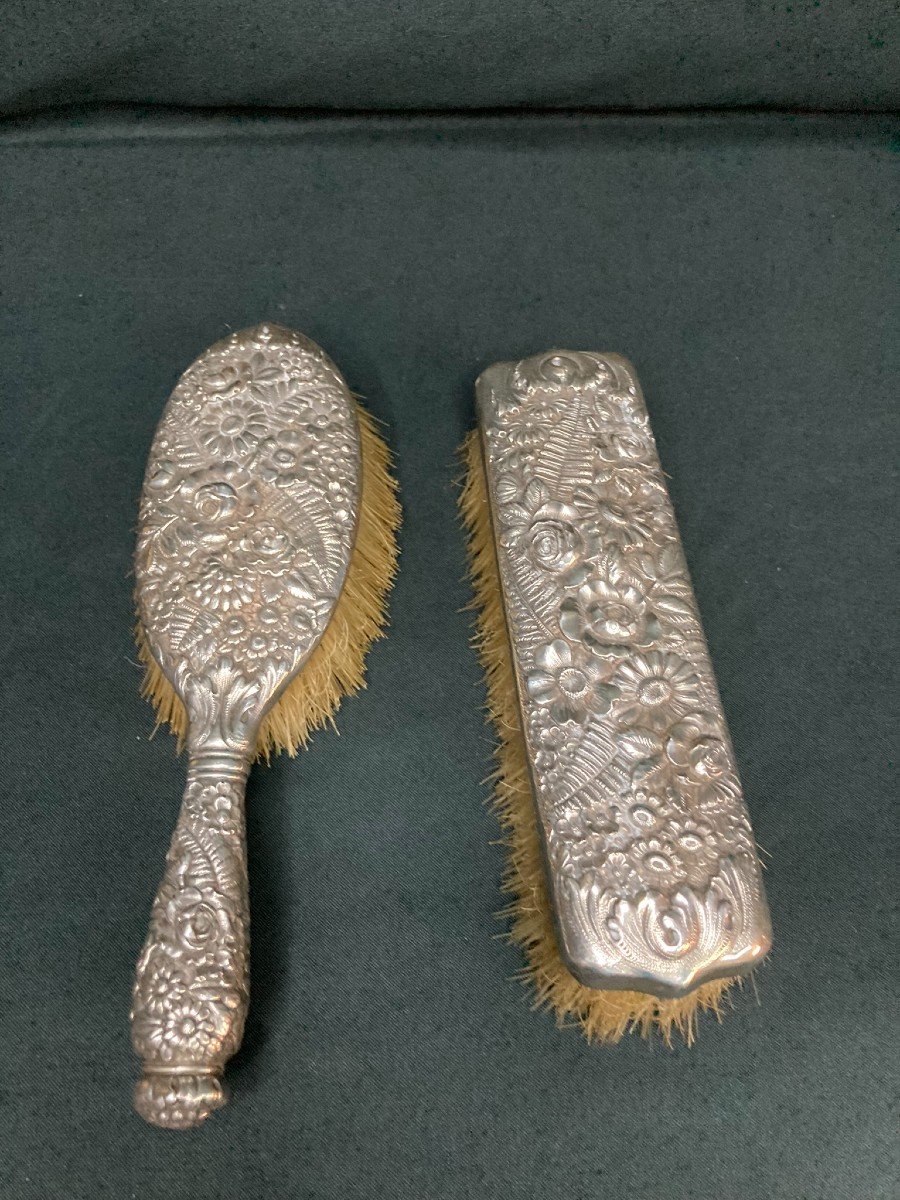 Art Nouveau, Two Tiffany & Co Sterling Silver Brushes Circa 1900-photo-3