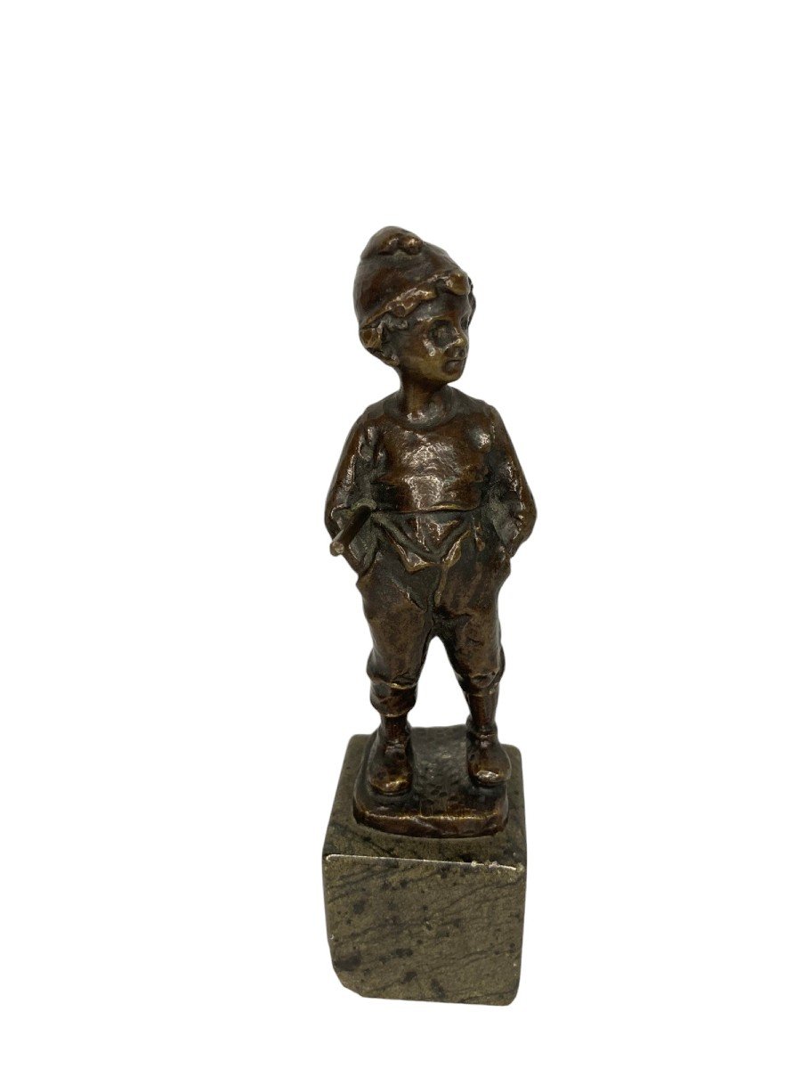 Ancienne Statuette Bronze Petit Napolitain Début XXème-photo-3