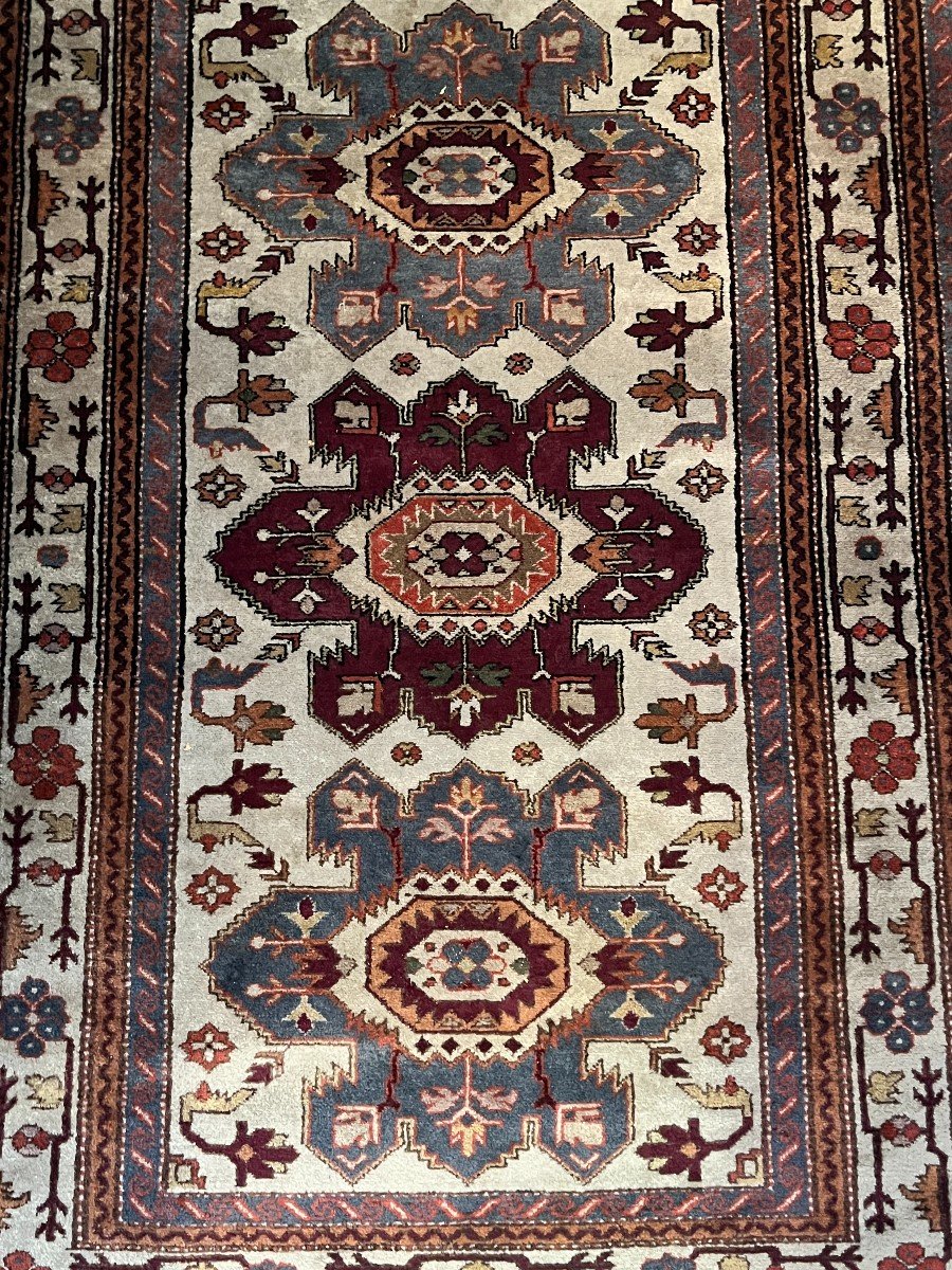 Ancien Tapis Artisanal Laine Caucasien Daghestan-photo-3