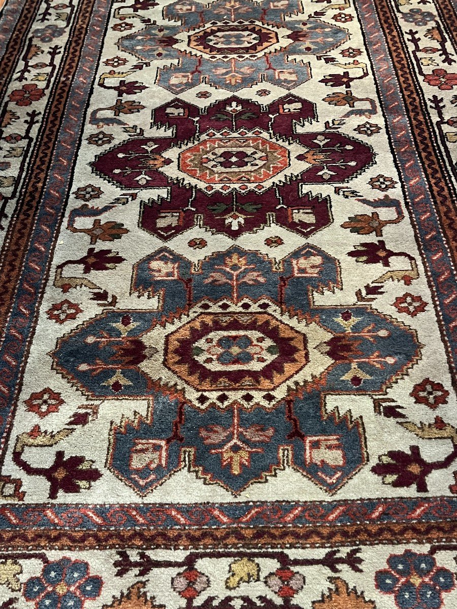 Ancien Tapis Artisanal Laine Caucasien Daghestan-photo-4