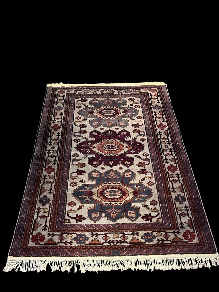 Ancien Tapis Artisanal Laine Caucasien Daghestan