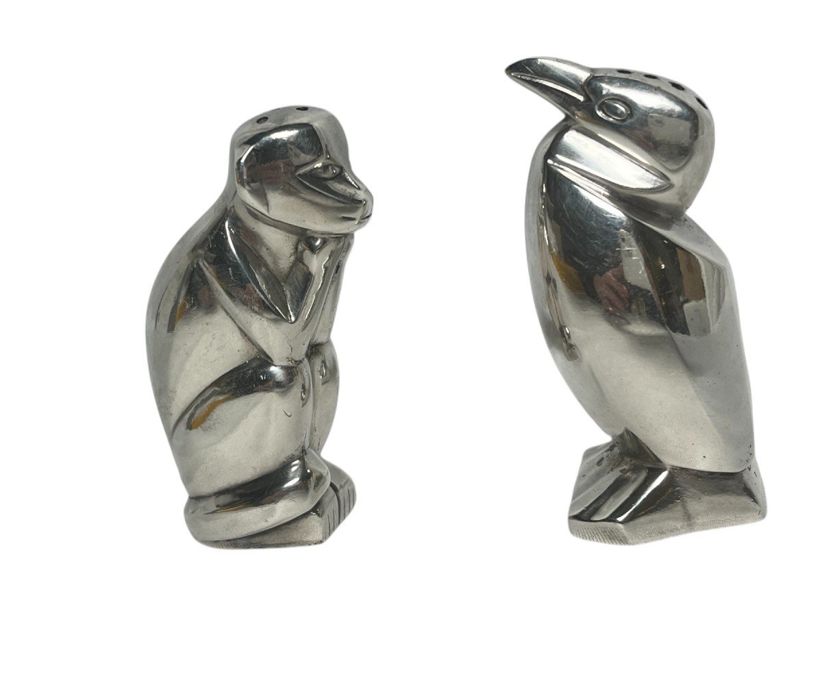 Art Deco, Pair Of Christofle Gallia Salt And Pepper Shakers Circa 1930-photo-1